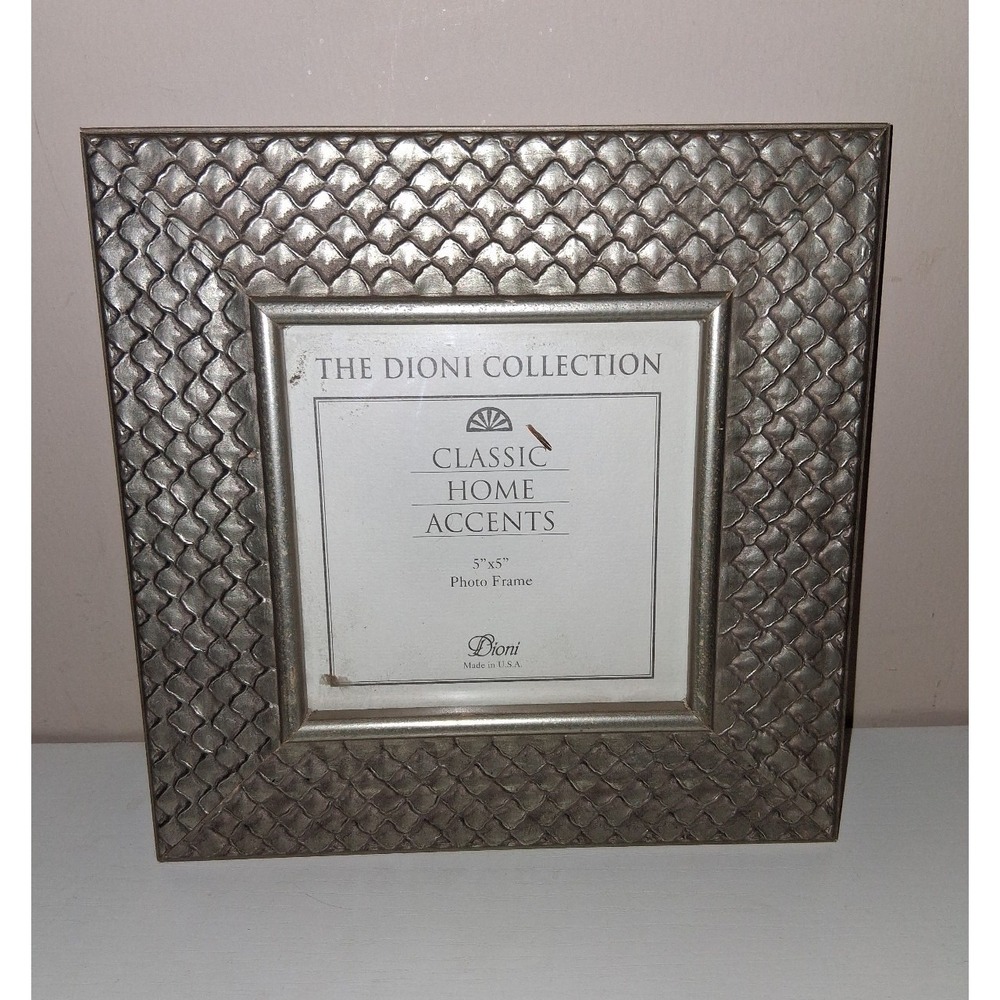 Dioni Collection 5x5 Picture Frame Silver Tone Scale Pattern Classic Home Accent